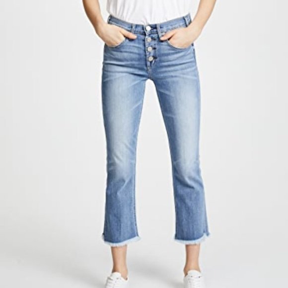 McGuire Denim Denim - MCGUIRE High Rise Cropped Gainsbourg Button Fly Raw Hem Bootcut Jeans Size 27